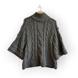 Lamberto Losani Alpaca/Silk Turtleneck Cable Sweater, Size S. Gray, New with tag